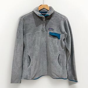 Patagonia ReTool Gray Shaggy Fleece Snap T Pullover Hiking Jacket Womens Size XL